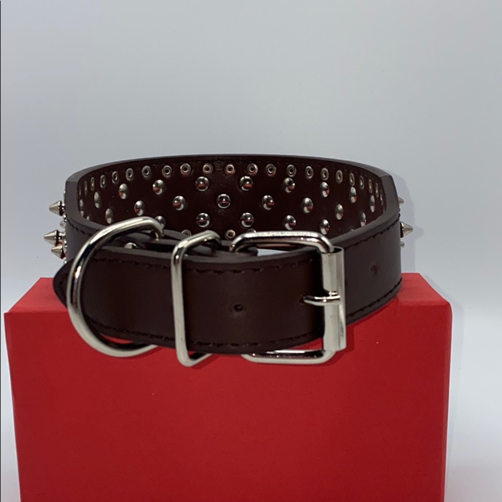 Brown decorative studded collar for DOG PET